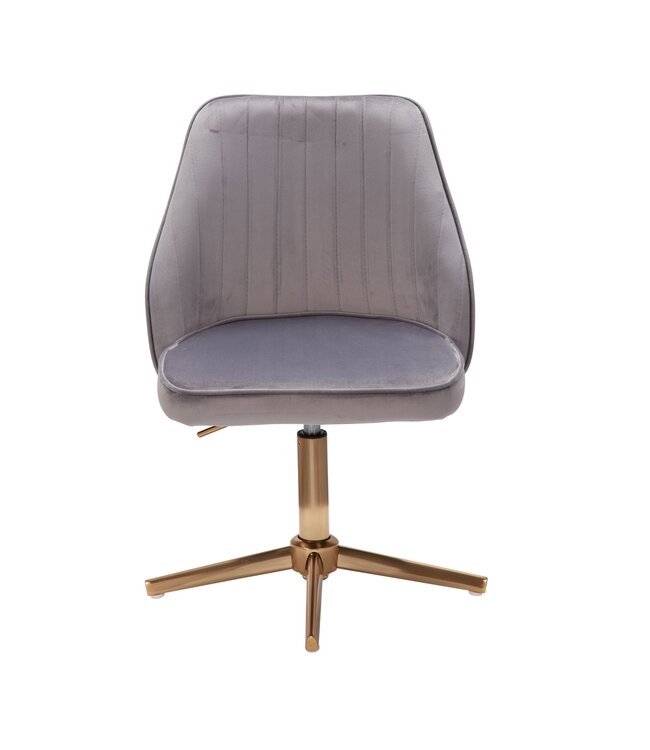 Wohnling bureaustoel grijs velvet design draaifauteuil met rugleuning | kuipstoel 120 kg in hoogte verstelbaar | Werkstoel zonder wielen | Stoel bureau thuiskantoor Draaibaar