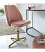 Wohnling Bureaustoel Roze Fluweel Design Draaistoel met Rugleuning, Kuipstoel 120 kg Hoogteverstelbaar, Werkstoel zonder Wielen, Stoel Bureau Home-Office Draaibaar