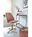 Wohnling Bureaustoel Roze Fluweel Design Draaistoel met Rugleuning, Kuipstoel 120 kg Hoogteverstelbaar, Werkstoel zonder Wielen, Stoel Bureau Home-Office Draaibaar
