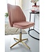 Wohnling Bureaustoel Roze Fluweel Design Draaistoel met Rugleuning, Kuipstoel 120 kg Hoogteverstelbaar, Werkstoel zonder Wielen, Stoel Bureau Home-Office Draaibaar