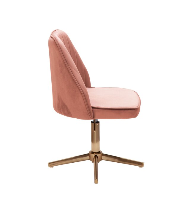 Wohnling Bureaustoel Roze Fluweel Design Draaistoel met Rugleuning, Kuipstoel 120 kg Hoogteverstelbaar, Werkstoel zonder Wielen, Stoel Bureau Home-Office Draaibaar