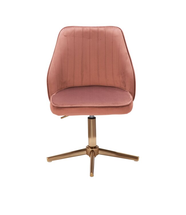 Wohnling Bureaustoel Roze Fluweel Design Draaistoel met Rugleuning, Kuipstoel 120 kg Hoogteverstelbaar, Werkstoel zonder Wielen, Stoel Bureau Home-Office Draaibaar