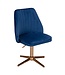 Wohnling bureaustoel donkerblauw velvet design draaifauteuil met rugleuning | kuipstoel 120 kg in hoogte verstelbaar | Werkstoel zonder wielen | Stoel bureau thuiskantoor Draaibaar