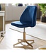Wohnling bureaustoel donkerblauw velvet design draaifauteuil met rugleuning | kuipstoel 120 kg in hoogte verstelbaar | Werkstoel zonder wielen | Stoel bureau thuiskantoor Draaibaar