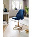 Wohnling bureaustoel donkerblauw velvet design draaifauteuil met rugleuning | kuipstoel 120 kg in hoogte verstelbaar | Werkstoel zonder wielen | Stoel bureau thuiskantoor Draaibaar