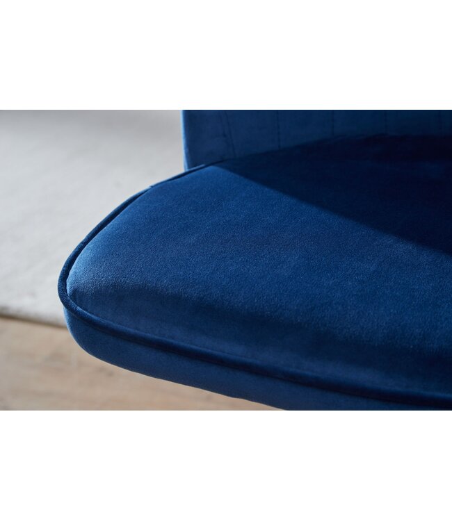 Wohnling bureaustoel donkerblauw velvet design draaifauteuil met rugleuning | kuipstoel 120 kg in hoogte verstelbaar | Werkstoel zonder wielen | Stoel bureau thuiskantoor Draaibaar
