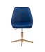 Wohnling bureaustoel donkerblauw velvet design draaifauteuil met rugleuning | kuipstoel 120 kg in hoogte verstelbaar | Werkstoel zonder wielen | Stoel bureau thuiskantoor Draaibaar