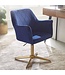 Wohnling bureaustoel donkerblauw velvet design draaifauteuil met rugleuning | kuipstoel 120 kg in hoogte verstelbaar | Werkstoel zonder wielen | Stoel bureau thuiskantoor Draaibaar