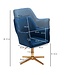 Wohnling bureaustoel donkerblauw velvet design draaifauteuil met rugleuning | kuipstoel 120 kg in hoogte verstelbaar | Werkstoel zonder wielen | Stoel bureau thuiskantoor Draaibaar