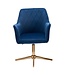 Wohnling bureaustoel donkerblauw velvet design draaifauteuil met rugleuning | kuipstoel 120 kg in hoogte verstelbaar | Werkstoel zonder wielen | Stoel bureau thuiskantoor Draaibaar