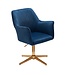 Wohnling bureaustoel donkerblauw velvet design draaifauteuil met rugleuning | kuipstoel 120 kg in hoogte verstelbaar | Werkstoel zonder wielen | Stoel bureau thuiskantoor Draaibaar