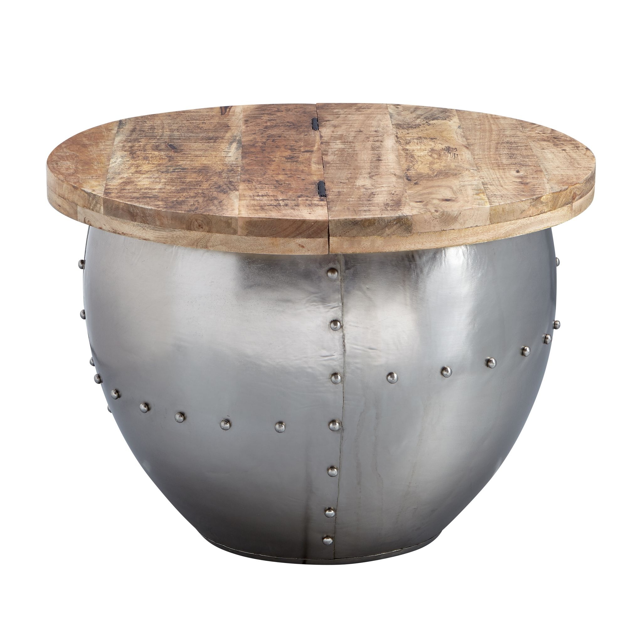 Salontafel mangohout zilver 60 cm