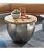 Wohnling salontafel Mango massief hout / metaal 60x43x60 cm industriële stijl rond | Design salontafel met opbergruimte | Moderne salontafel salontafel zilver