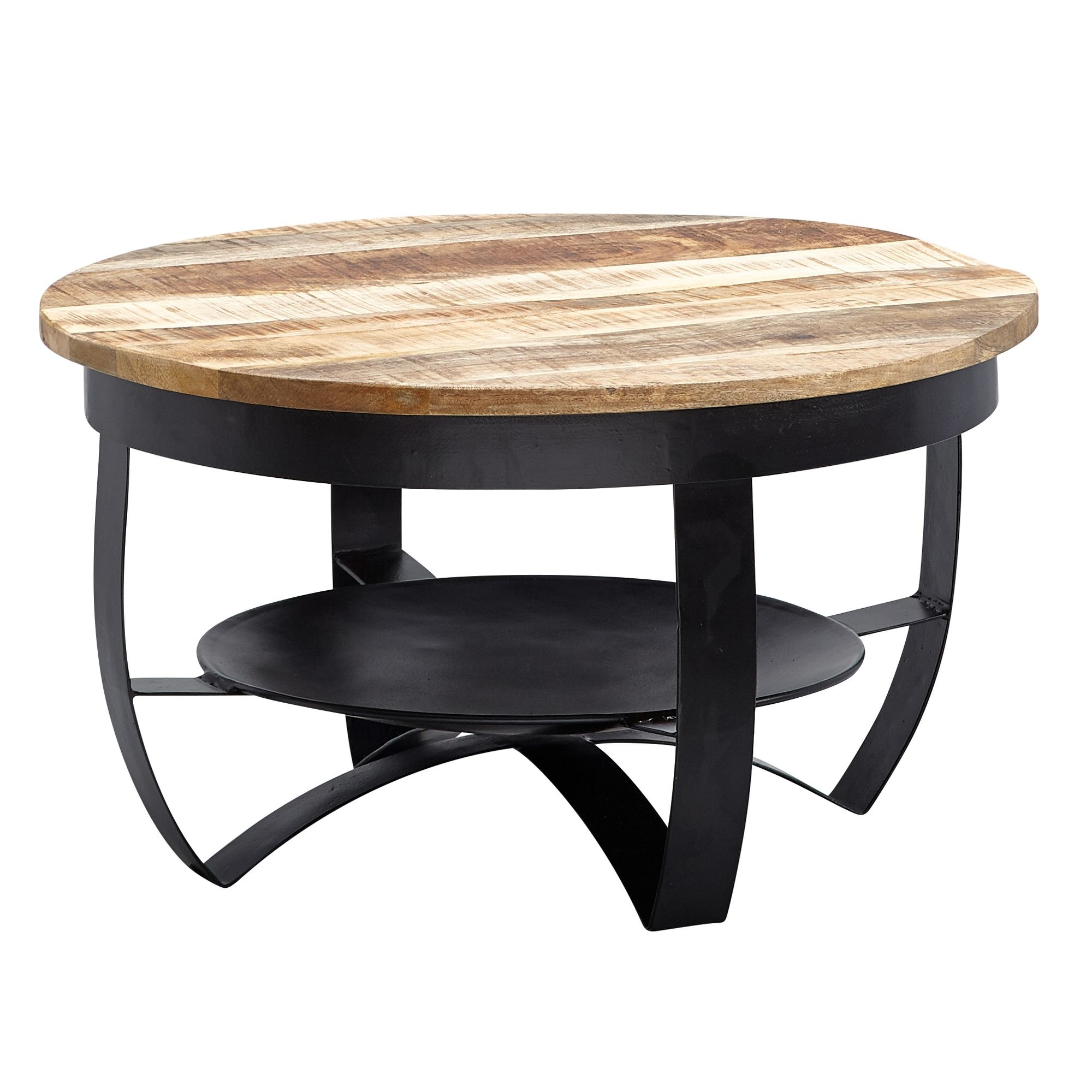 Salontafel mangohout zwart 60x34x60 cm