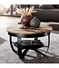 Wohnling salontafel 60x34x60 cm Mango massief hout / metaal Industrieel zwart rond | Salontafel Salontafel massief | Kleine tafel salontafel woonkamer