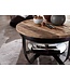 Wohnling salontafel 60x34x60 cm Mango massief hout / metaal Industrieel zwart rond | Salontafel Salontafel massief | Kleine tafel salontafel woonkamer