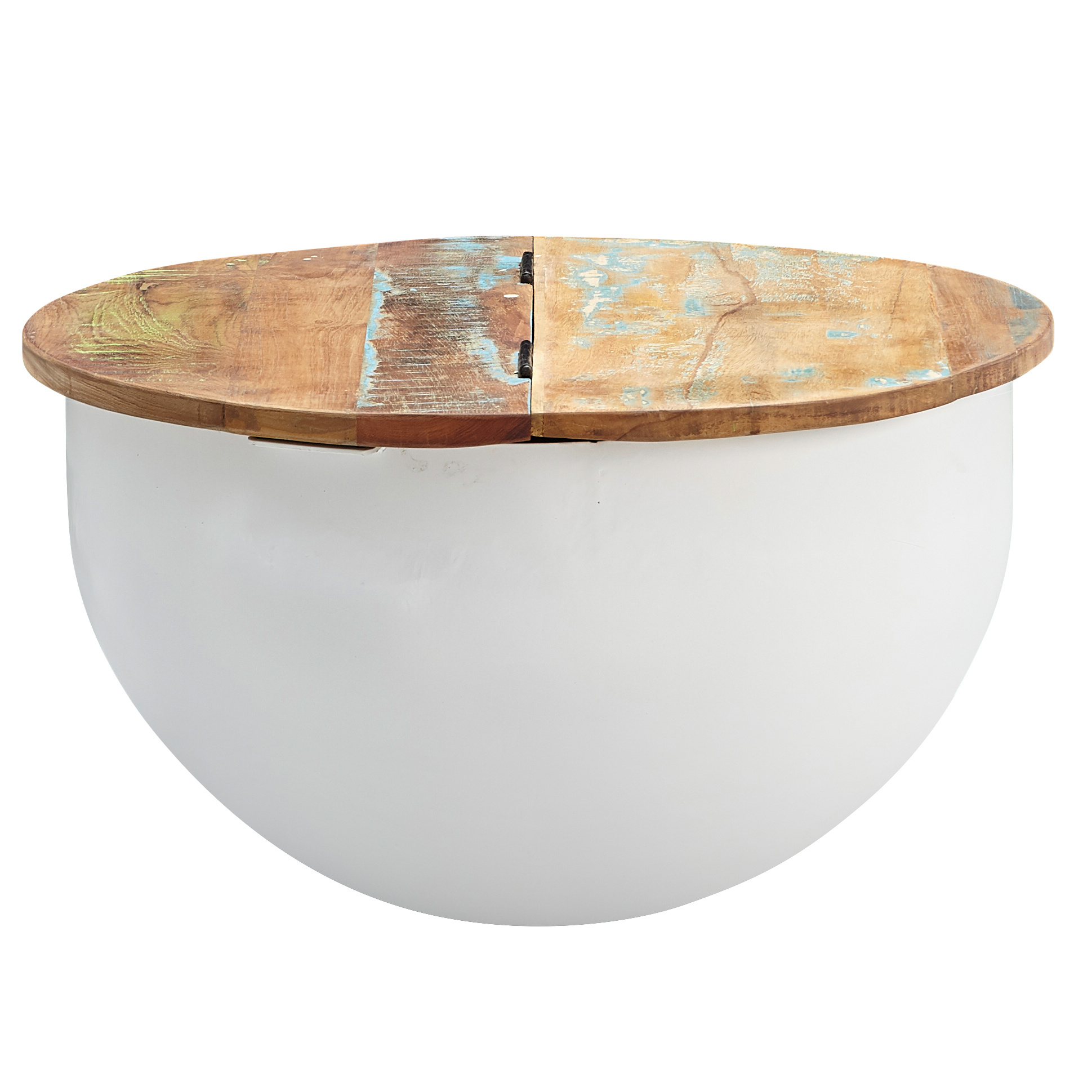 Salontafel mangohout wit 60x34x60 cm