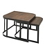 Wohnling salontafel set van 2 mango massief hout / metalen salontafel donker | Industriële bijzettafel bijzettafel metalen poten zwart | 2-delige placemat bijzettafel van hout