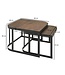 Wohnling salontafel set van 2 mango massief hout / metalen salontafel donker | Industriële bijzettafel bijzettafel metalen poten zwart | 2-delige placemat bijzettafel van hout