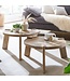 Wohnling Set van 2 massief houten salontafellampen van mangohout | Bijzettafel, houten tafel, ronde bijzettafel | Placemat 2-delige salontafel hout