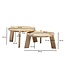 Wohnling Set van 2 massief houten salontafellampen van mangohout | Bijzettafel, houten tafel, ronde bijzettafel | Placemat 2-delige salontafel hout