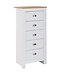 Wohnling dressoir met 5 lades 53x114x39 cm ladekast wit / eiken modern | Design dressoir hoog smal | Commode woonkamer