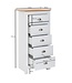 Wohnling dressoir met 5 lades 53x114x39 cm ladekast wit / eiken modern | Design dressoir hoog smal | Commode woonkamer