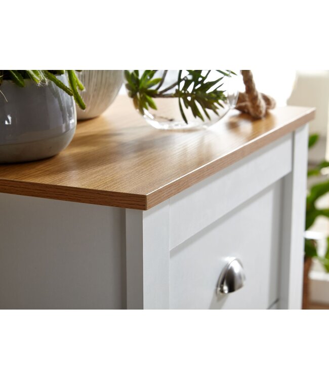 Wohnling dressoir met 5 lades 53x114x39 cm ladekast wit / eiken modern | Design dressoir hoog smal | Commode woonkamer