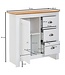 Wohnling dressoir met 3 lades 79x81x35 cm ladekast wit / eiken modern | Design hoog dressoir met deur | Commode woonkamer