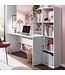 Wohnling bureau met plank wit 170x59x143,5 cm bureautafel modern | Laptoptafel met 6 planken | Computerbureau aan huis met opbergruimte