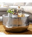 Wohnling salontafel aluminium zilver 60x60x35 cm salontafel gehamerd | Design salontafel rond aluminium oosters | Ronde metalen salontafel klein