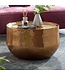 Wohnling salontafel aluminium goud 60x60x35 cm woonkamertafel gehamerd | Design salontafel rond aluminium oosters | Ronde metalen salontafel klein