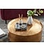 Wohnling salontafel aluminium goud 60x60x35 cm woonkamertafel gehamerd | Design salontafel rond aluminium oosters | Ronde metalen salontafel klein