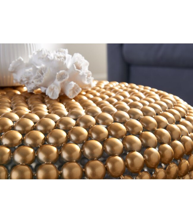 Wohnling salontafel aluminium goud 60x60x30 cm salontafel metaal rond | Design salontafel aluminium oosters | Ronde salontafel klein