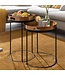 Wohnling Bijzettafel 2-delige set Goud / Zwart Metaal Hamerslag Salontafel Rond, Couchtafel afneembaar dienblad, Dienbladtafel Sofa 2-delig Modern, Ronde Sofatafel