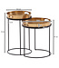Wohnling Bijzettafel 2-delige set Goud / Zwart Metaal Hamerslag Salontafel Rond, Couchtafel afneembaar dienblad, Dienbladtafel Sofa 2-delig Modern, Ronde Sofatafel