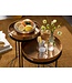 Wohnling Bijzettafel 2-delige set Goud / Zwart Metaal Hamerslag Salontafel Rond, Couchtafel afneembaar dienblad, Dienbladtafel Sofa 2-delig Modern, Ronde Sofatafel