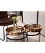 Wohnling Bijzettafel 2-delige set Goud / Zwart Metaal Hamerslag Salontafel Rond, Couchtafel afneembaar dienblad, Dienbladtafel Sofa 2-delig Modern, Ronde Sofatafel
