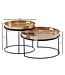 Wohnling salontafel set van 2 goud/zwart metaal hamerslag bijzettafel rond | Salontafel uitneembaar dienblad | Dienbladtafel bank 2 stuks modern | Ronde bijzettafel