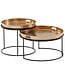 Wohnling salontafel set van 2 goud/zwart metaal hamerslag bijzettafel rond | Salontafel uitneembaar dienblad | Dienbladtafel bank 2 stuks modern | Ronde bijzettafel