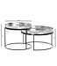 Wohnling Salontafel 2-delige set Zilver / Zwart Metaal Hamerslag Bijzettafel Rond, Sofatafel met afneembaar dienblad, Dienbladtafel Sofa 2-delig Modern, Ronde Bijzettafel