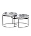 Wohnling Salontafel 2-delige set Zilver / Zwart Metaal Hamerslag Bijzettafel Rond, Sofatafel met afneembaar dienblad, Dienbladtafel Sofa 2-delig Modern, Ronde Bijzettafel
