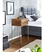 Wohnling nachtkastje mango massief hout / metaal 40x75.5x35 cm nachtkastje boxspring bed | Design nachtkastje met lade | Nachtkastje met opbergruimte