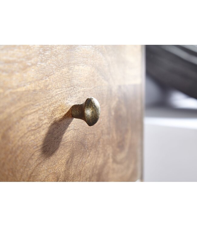 Wohnling nachtkastje mango massief hout / metaal 40x75.5x35 cm nachtkastje boxspring bed | Design nachtkastje met lade | Nachtkastje met opbergruimte