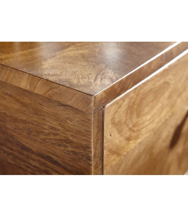 Wohnling nachtkastje mango massief hout / metaal 40x75.5x35 cm nachtkastje boxspring bed | Design nachtkastje met lade | Nachtkastje met opbergruimte
