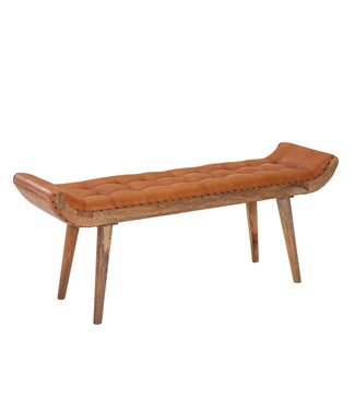 Wohnling Bank echt leer bruin 125 cm lang - WL6.479