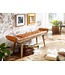 Wohnling bank echt leer / massief houten bank bruin 125x50x38 cm Chesterfield | Design gestoffeerde bank hal | Leren bank bedbank 2 personen | Moderne gangbank
