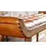 Wohnling bank echt leer / massief houten bank bruin 125x50x38 cm Chesterfield | Design gestoffeerde bank hal | Leren bank bedbank 2 personen | Moderne gangbank