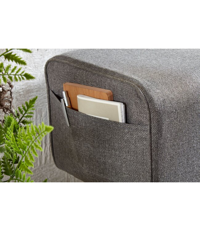 Wohnling Design Turnbock bank grijs met lades 120x56x30 cm | Gym kruk bank gemaakt van stof met opbergruimte | Kruk garderobebank kruk Springbok turnbank