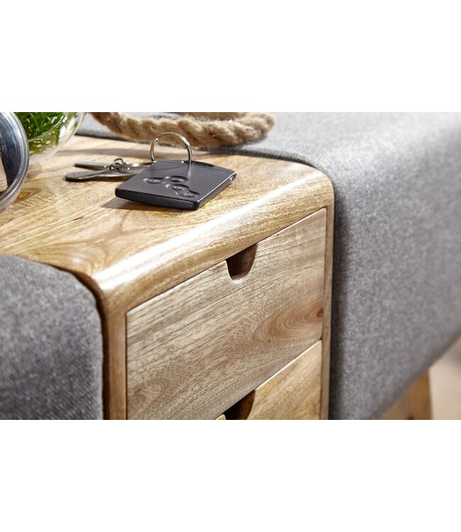 Wohnling Design Turnbock bank grijs met lades 120x56x30 cm | Gym kruk bank gemaakt van stof met opbergruimte | Kruk garderobebank kruk Springbok turnbank